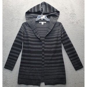 Max Studio Cardigan Womens XS Multi Striped Casual Long Sleeve Hooded Open Front